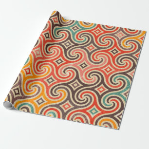 Papier Cadeau Motif d'illustration des tourbillons rétro