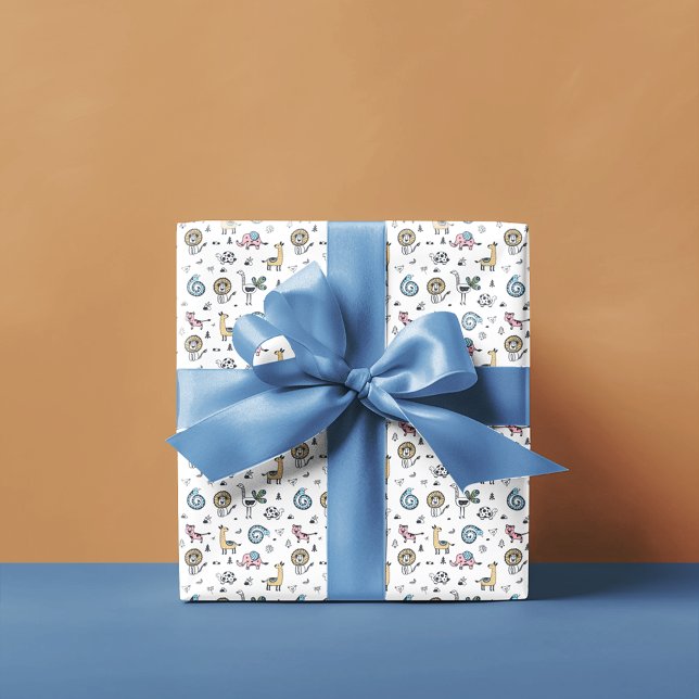 Papier Cadeau Motif d'illustrations d'animaux (Créateur téléchargé)