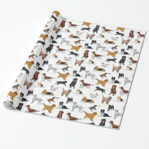 Papier Cadeau Motif d'illustrations de chiens mignons