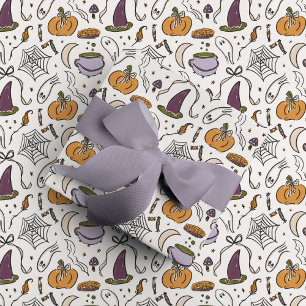 Papier Cadeau Motif d'illustrations d'Halloween Cottagecore