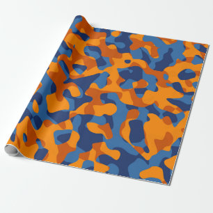 Papier Cadeau Motif d'impression du camouflage bleu orange