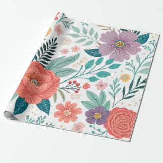 Papier Cadeau Motif d'impression floral dynamique