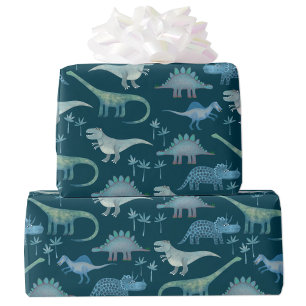 Papier Cadeau Motif Dinosaur Vert