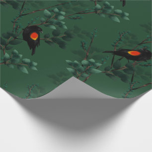 Papier Cadeau Motif d'oiseau-noir à ailes rouges