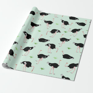 Papier Cadeau Motif d'oiseaux d'autruche