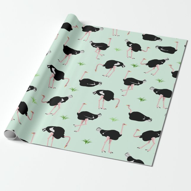 Papier Cadeau Motif d'oiseaux d'autruche (Déroulé)