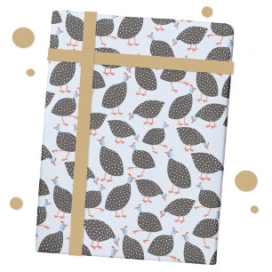 Papier Cadeau Motif d'oiseaux des poules de Guinée