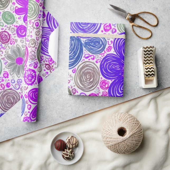 Papier Cadeau Motif Doodle Daisy (Artisanat)