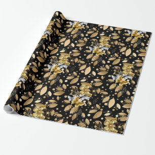 Papier Cadeau Motif d'or 06 Black BG