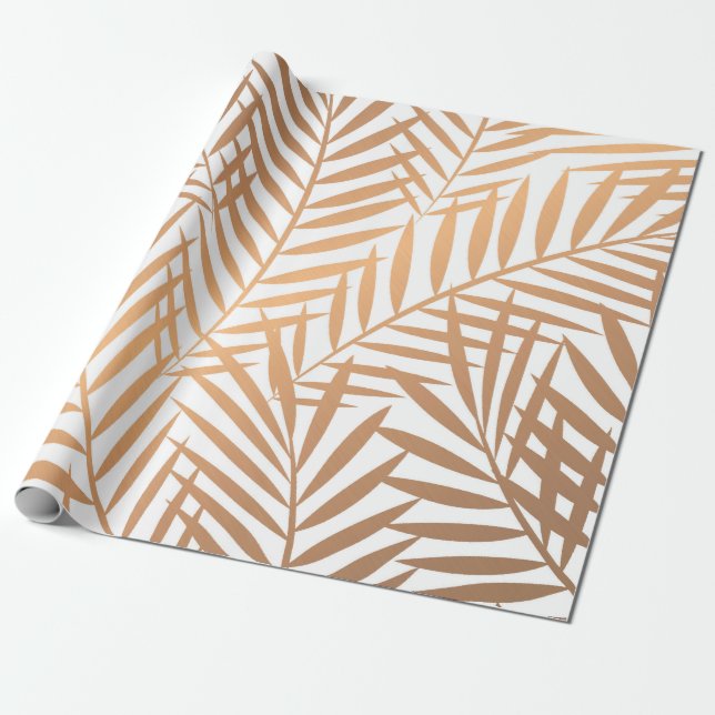 Papier Cadeau Motif d'or de feuille de palmier (Déroulé)