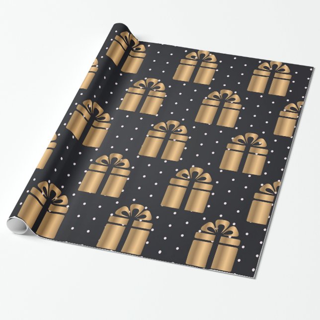 Papier Cadeau Motif d'or de Noël de luxe (Déroulé)