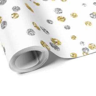Papier Cadeau motif d'or en argent mignon Nouvel An