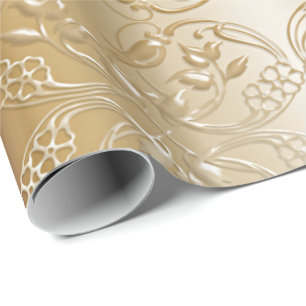 Papier Cadeau motif d'or floral