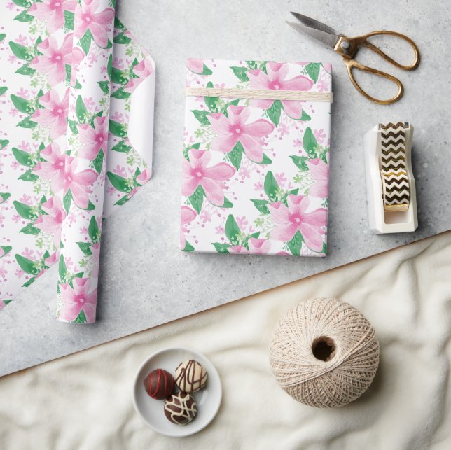 Papier Cadeau Motif d'orchidée rose florale (Artisanat)