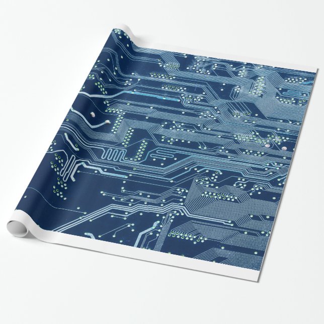 Papier Cadeau motif d'ordinateur de carte de circuits électroniq (Déroulé)