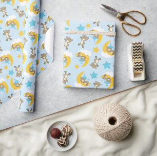 Papier Cadeau Motif D'Ours, Mignonnes Ours, Nounours, Étoiles
