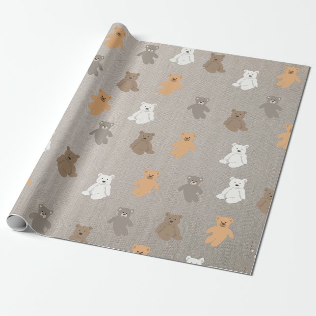 Papier Cadeau Motif d'ours mou (Déroulé)