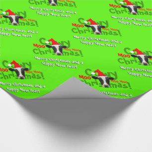 Papier Cadeau Motif drôle de vache à Père Noël de Noël de C