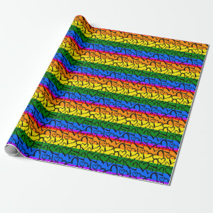 Papier Cadeau Motif du coeur arc-en-ciel