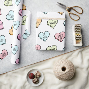 Papier Cadeau Motif du Coeur de bonbons de Valentine Sarcastique