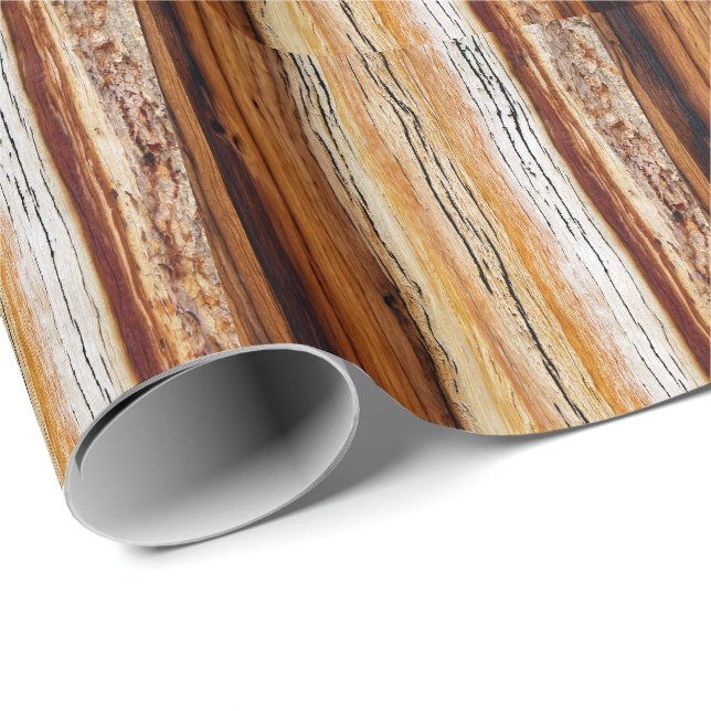 Papier Cadeau Motif du grain de bois (Coin rond)