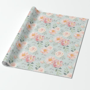 Papier Cadeau Motif du jardin rose Rose Rose Pastel