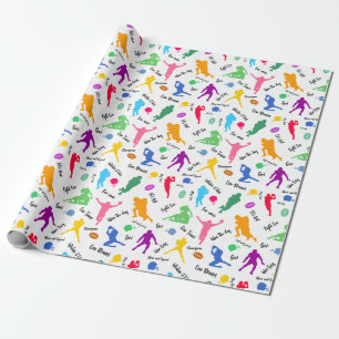 Papier Cadeau Motif Du Joueur De Football Silhouettes Sur Blanc