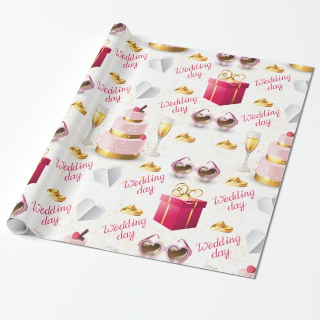 Papier Cadeau Motif du jour de mariage (Déroulé)