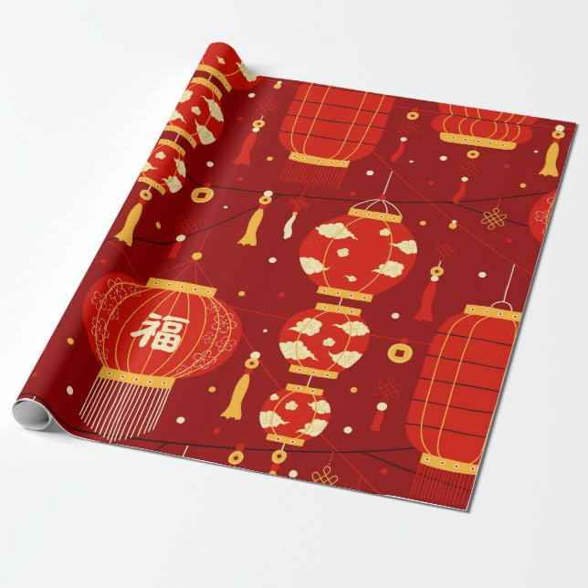Papier Cadeau Motif du Nouvel An chinois (Déroulé)