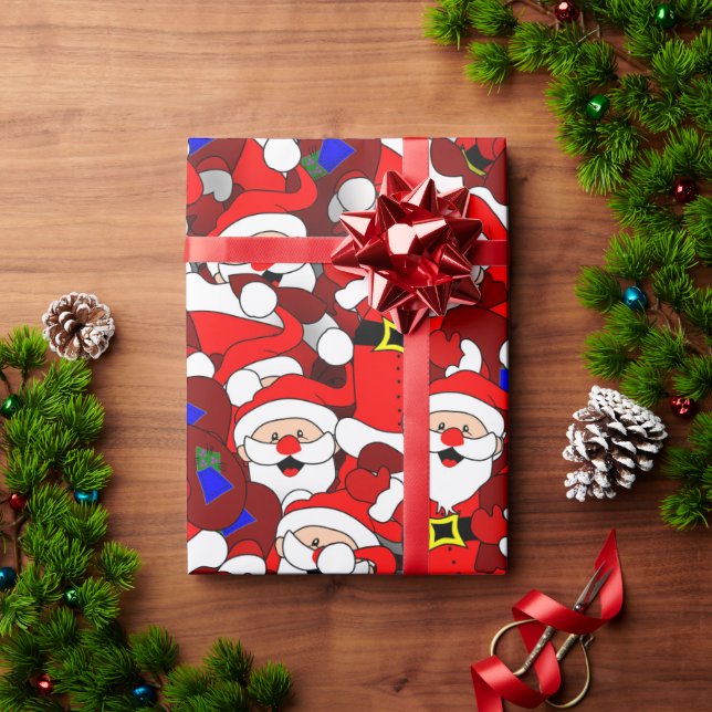 Papier Cadeau Motif du Père Noël souriant (Cadeau de vacances)