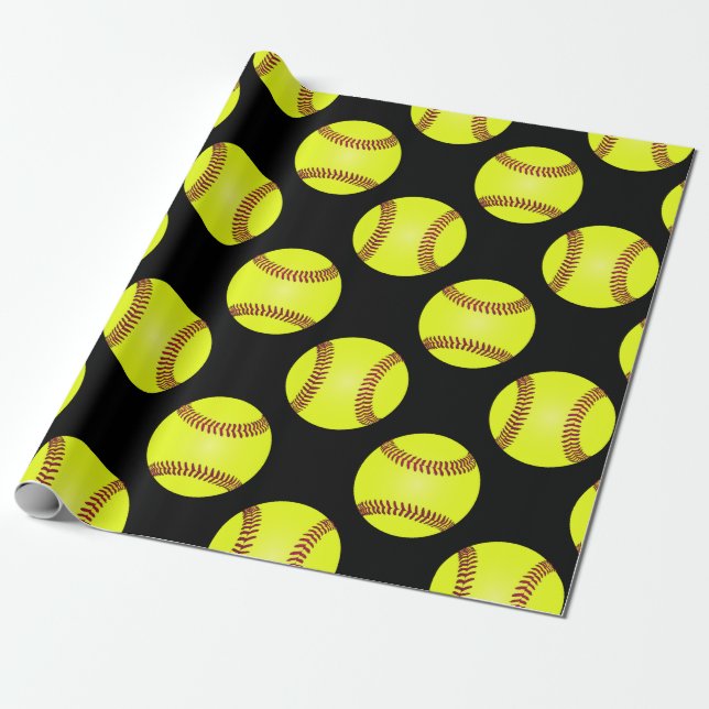 Papier Cadeau Motif du softball Ball (Déroulé)
