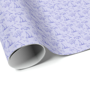 Papier Cadeau Motif d'une ligne d'animal marin et voilier