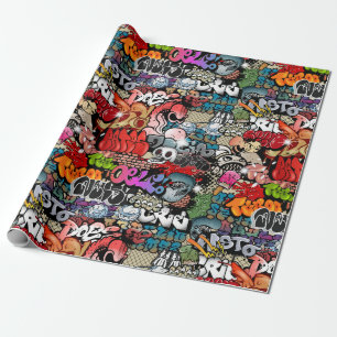 Papier Cadeau Motif dynamique urbain d'art de graffiti d'art de