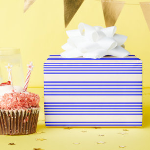 Papier Cadeau Motif électrique bleu et beige cinq bandes