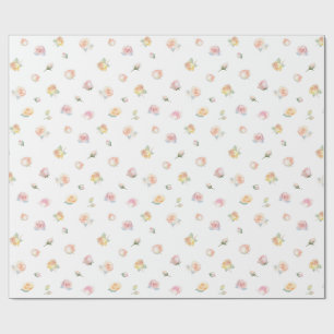 Papier Cadeau Motif élégant de roses pastel rose blush à l'aquar