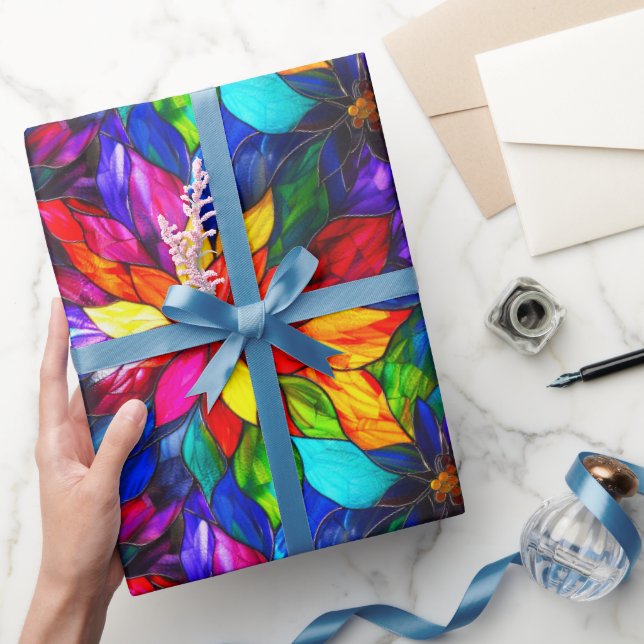 Papier Cadeau Motif élégant de vitrail arc-en-ciel (Cadeaux)