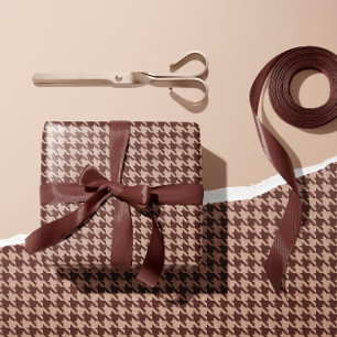 Papier Cadeau Motif élégant marron à carreaux Houndstooth Classi