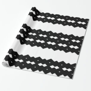 Papier Cadeau Motif élégant noir et blanc en zigzag