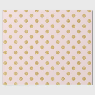 Papier Cadeau Motif Élégant Pois Parties scintillant Rose Et Or