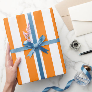 Papier Cadeau Motif élégant rayé orange vif et blanc