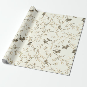 Papier Cadeau Motif élégant vintage d'oiseau et de branche