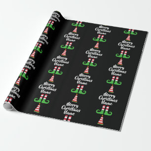 Papier Cadeau Motif Elf personnalisé Enveloppement de Noël perso