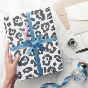 Papier Cadeau Motif Empreinte de léopard noir et blanc chic