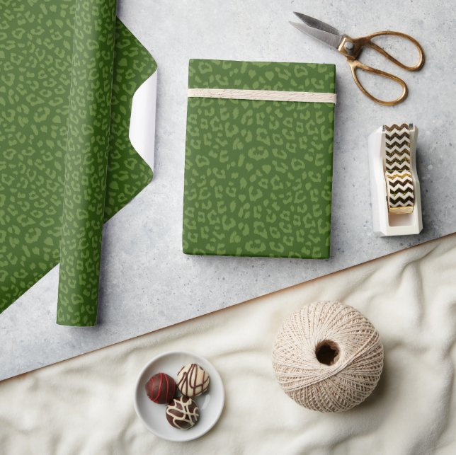 Papier Cadeau Motif Empreinte de léopard Tonal Greens (Artisanat)