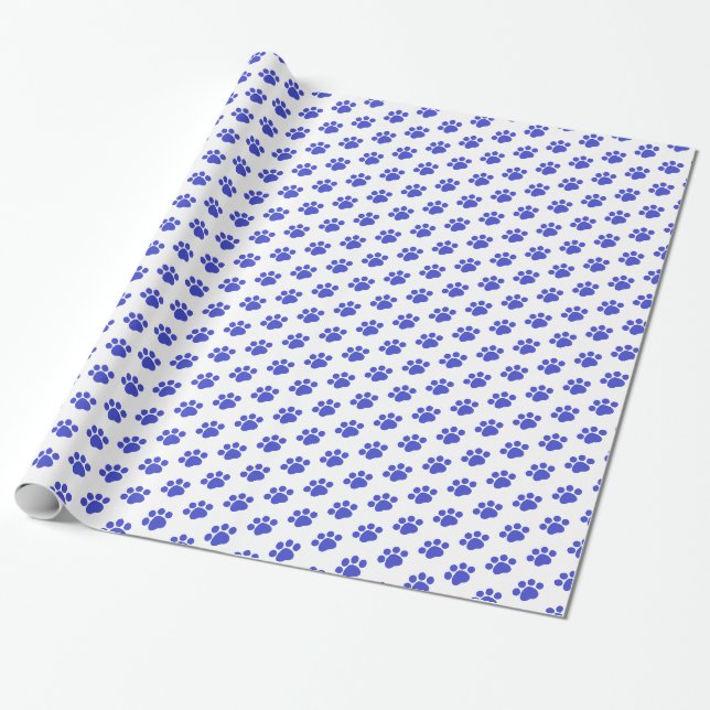 Papier Cadeau Motif Empreinte de patte bleu (Déroulé)