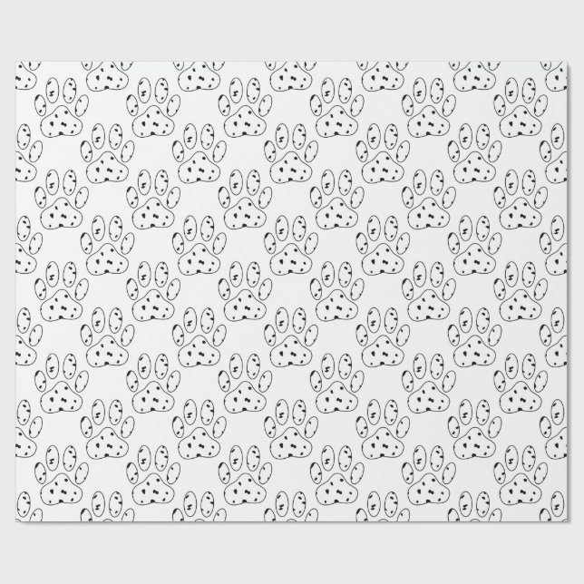 Papier Cadeau Motif Empreinte de patte dalmate (Plat)
