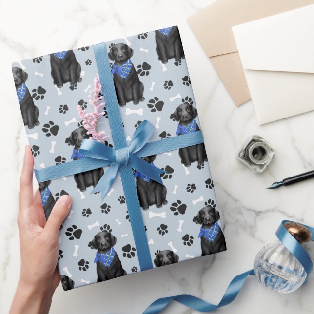 Papier Cadeau Motif Empreinte de patte de Black Labrador Retriev (Cadeaux)