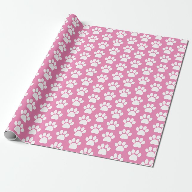 Papier Cadeau Motif Empreinte de patte de chien animal de compag (Déroulé)