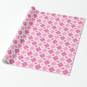 Papier Cadeau Motif Empreinte de patte Jacquard rose