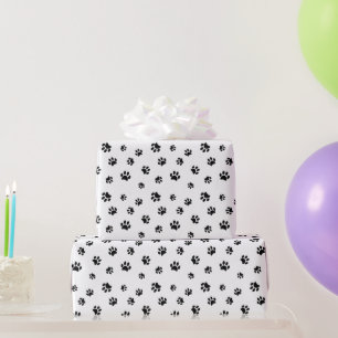 Papier Cadeau Motif Empreintes de Patte Noires